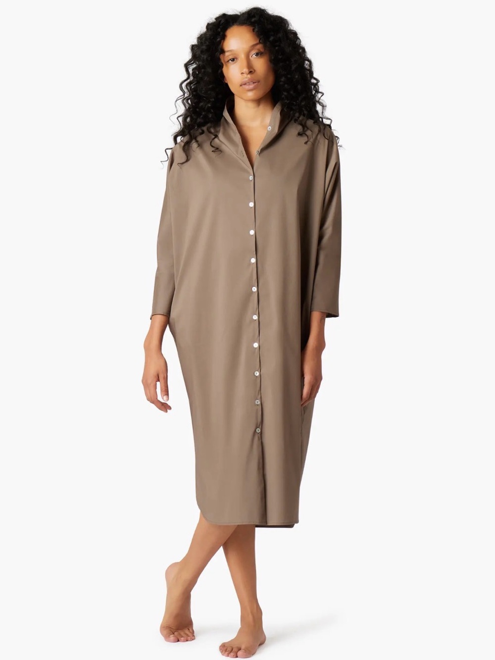 TKEES Poplin Dress – Khaki/Taupe – Size 2 (Fits Women’s 8–10)